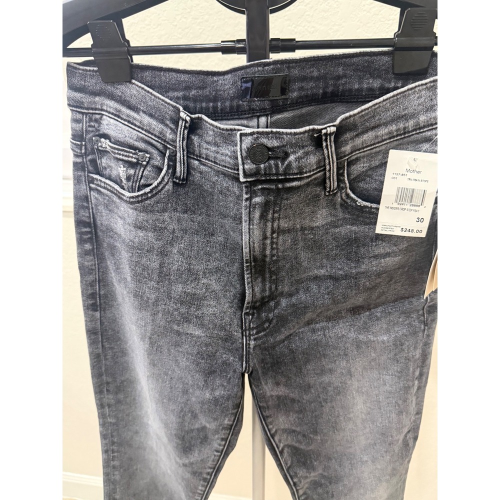 Mother Denim Insider Crop Step Fray Jeans 30 Cool Girl Grunge Minimalist NWT - Picture 2 of 7